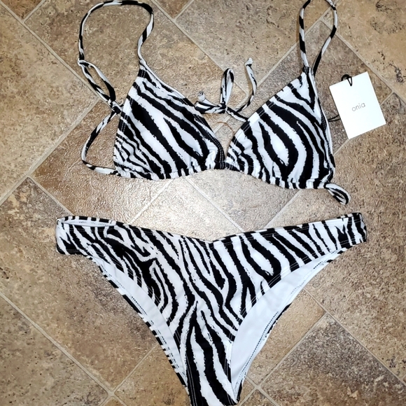 Onia Padded Animal Print String Bikini Swimsuit - Picture 1 of 10